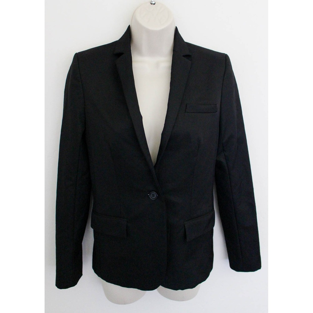 Helmut Lang Blazer Size 2 Black One Button Jacket Evening Flap Pockets Career